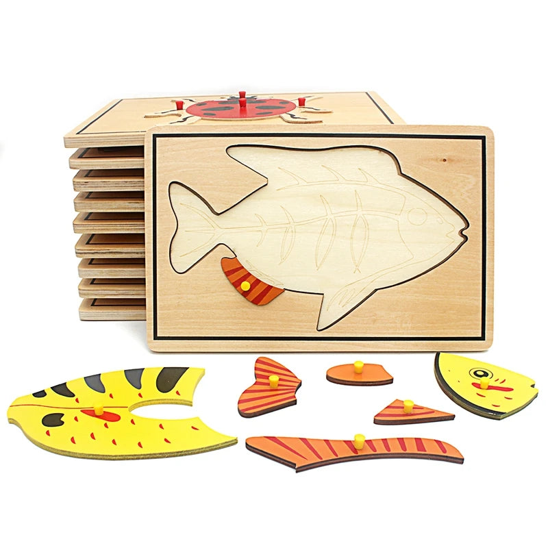 Wooden Animal Puzzle – Montessori Educational Toy for Kids