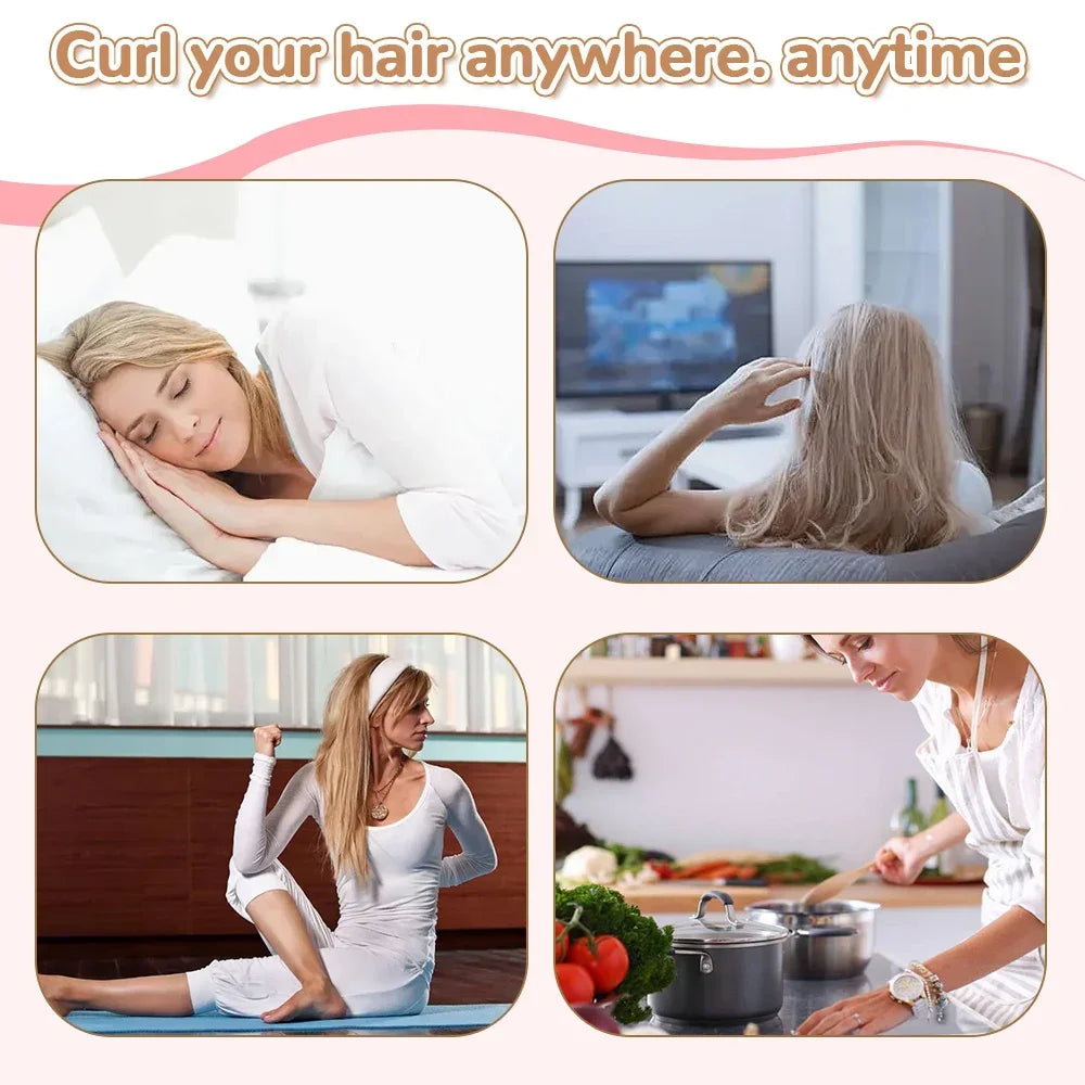 Heatless Satin Curling Rod Set – No-Heat Overnight Hair Curler