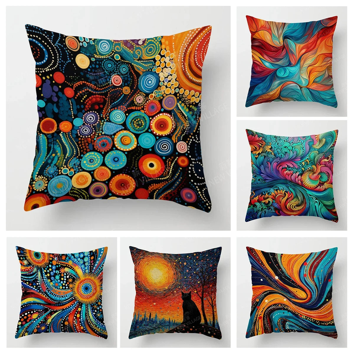 Colourful Abstract Decorative Cushion Covers – Modern Sofa & Living Room Décor
