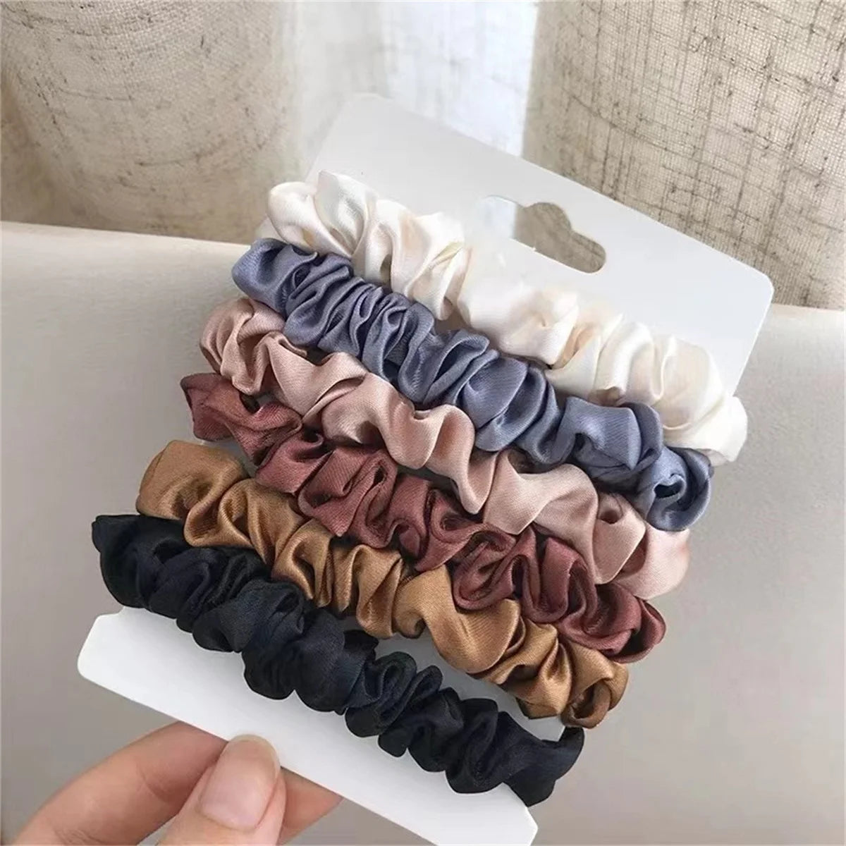 6-Piece Satin Hair Scrunchies Set – Soft, Gentle Hair Ties