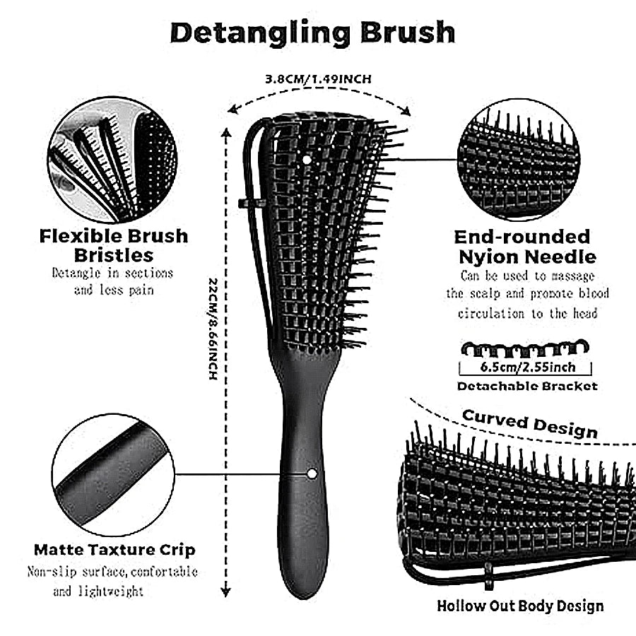 Detangling Hair Brush – Gentle Brush for Curly, Wavy and Textured Hair