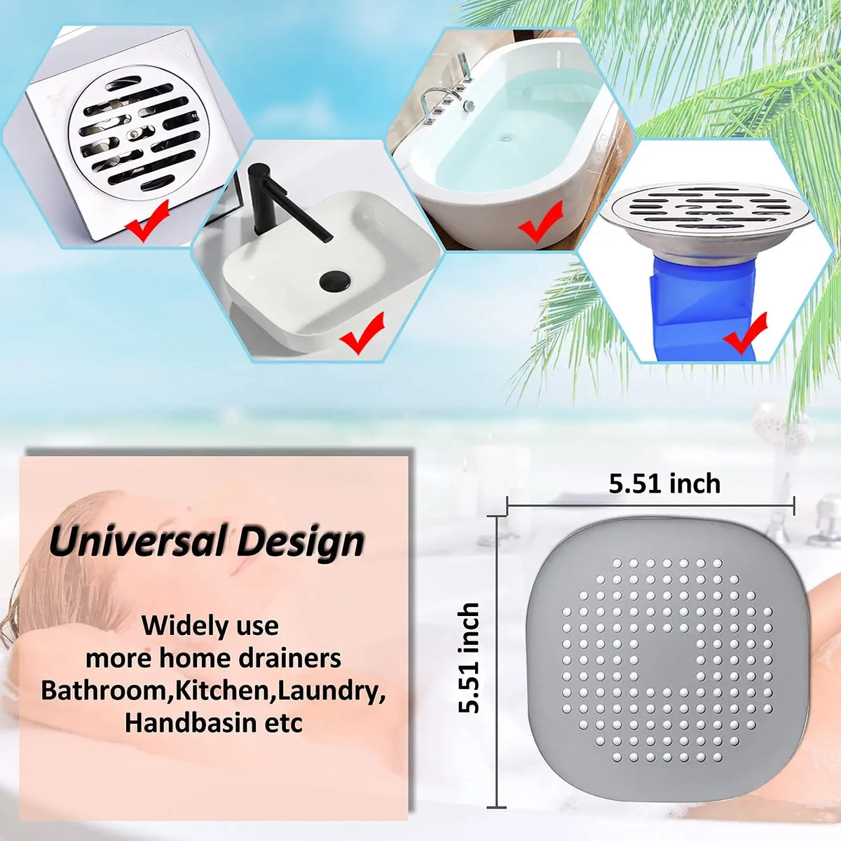 Silicone Sink Plug & Drain Strainer – Reusable Kitchen and Bathroom Drain Cover
