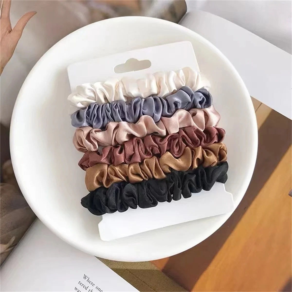 6-Piece Satin Hair Scrunchies Set – Soft, Gentle Hair Ties